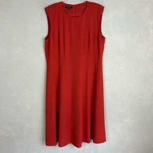 Lafayette 148 shift midi dress size 16 orange crepe sleeveless career wear modes